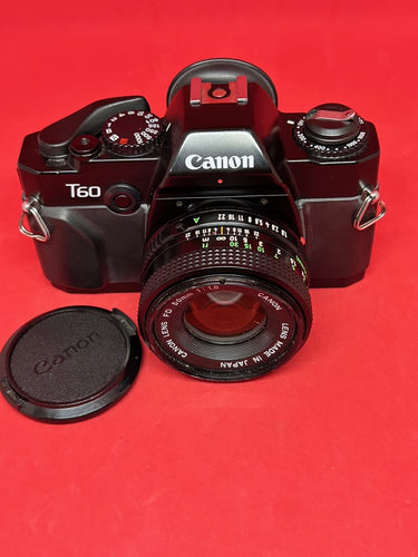 Canon T60 with 50mm f/1.8 Lens 35mm Film Camera